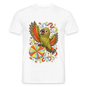 Kea mit Papierrosette und Konfetti - Männer T-Shirt - Weiß - Vorne - AI Model Male 178 dark (178cm)