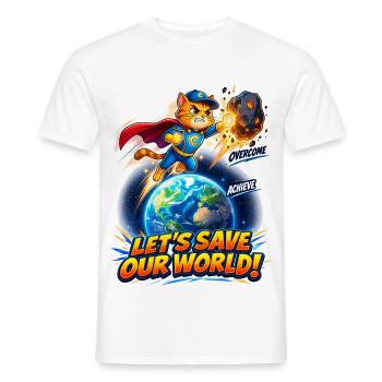 Superhelden-Kätzchen rettet die Erde - Männer T-Shirt - Weiß - Vorne - AI Model Male 178 dark (178cm)