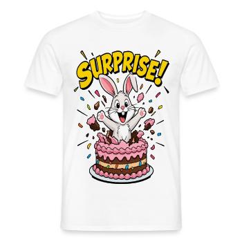 Überraschungs-Kaninchen-Geburtstagskuchen - Männer T-Shirt - Weiß - Vorne - AI Model Male 178 dark (178cm)