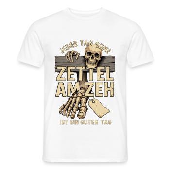 Zettel am Zeh Totenkopf Motiv - Männer T-Shirt - Weiß - Vorne - AI Model Male 178 dark (178cm)