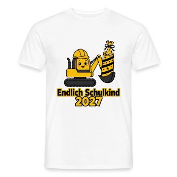Endlich Schulkind 2027  Baustelle Baggerfahrer - Männer T-Shirt - Weiß - Vorne - AI Model Male 178 dark (178cm)