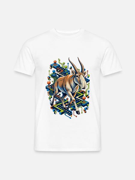 Saiga im Arcade-Schaltkreis-Labyrinth - Männer T-Shirt - Weiß