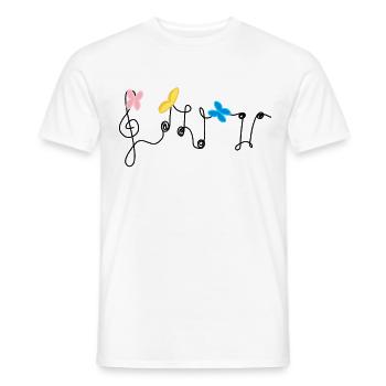 Harmonie: Musiknoten und Schmetterlinge - Männer T-Shirt - Weiß - Vorne - AI Model Male 178 dark (178cm)