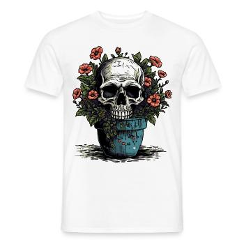Totenkopf und Topfpflanzen - Männer T-Shirt - Weiß - Vorne - AI Model Male 178 dark (178cm)
