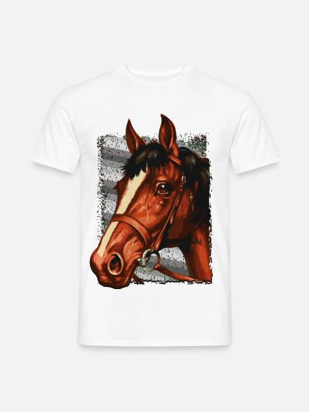 Retro Pferdekopf - Reiterin - Voltigieren - Reiter - Männer T-Shirt - Weiß