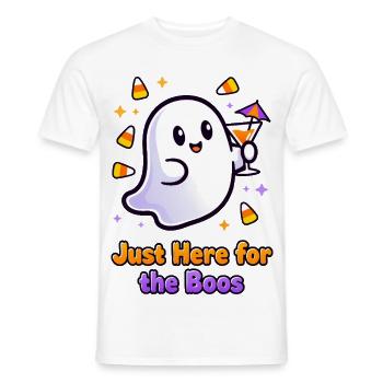 🎃👻Festive Ghost with Cocktail - Only for Boos - Men's T-Shirt - white - Front - AI Model Male 178 dark (178cm)