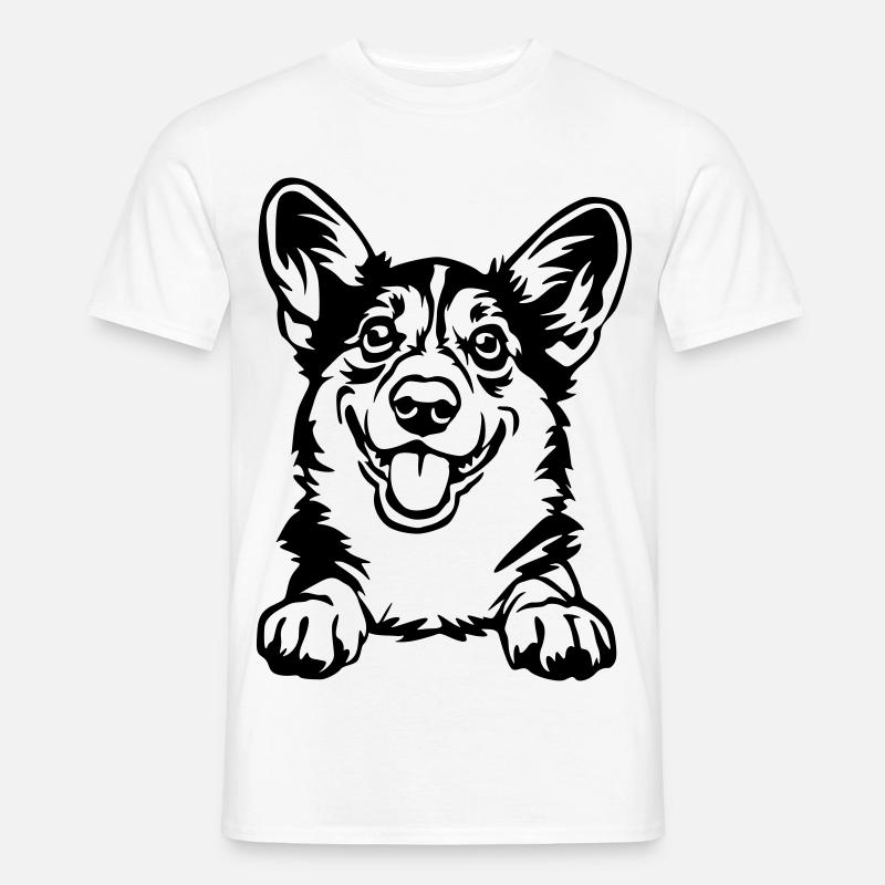 Welsh Corgi Kopf - Männer T-Shirt - Weiß