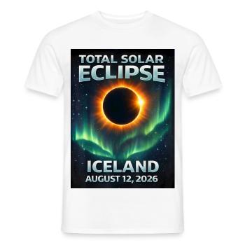 Total Solar Eclipse Iceland 2026 Reykjavik - Men's T-Shirt - white - Front - AI Model Male 178 dark (178cm)