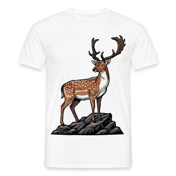 Daim Tacheté Majestueux Nature Sauvage Rocher - T-shirt homme - blanc - Devant - AI Model Male 178 dark (178cm)