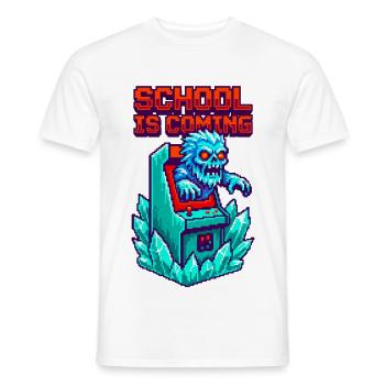 Die Schule kommt Zombie Pixel Art Arcade - Männer T-Shirt - Weiß - Vorne - AI Model Male 178 dark (178cm)