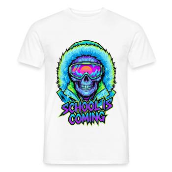 L’école arrive, Cyber Skull Skull Fur Hood - T-shirt homme - blanc - Devant - AI Model Male 178 dark (178cm)