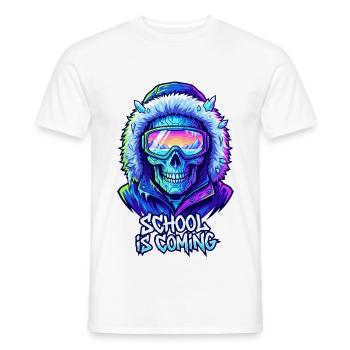 School Is Coming Cyber Skull Winter Parka - Men's T-Shirt - white - Front - AI Model Male 178 dark (178cm)