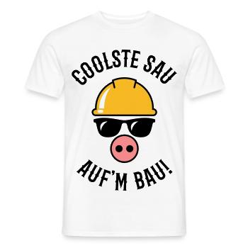 Coolste Sau Auf’m Bau! (Bauarbeiter / Handwerker) - Männer T-Shirt - Weiß - Vorne - AI Model Male 178 dark (178cm)