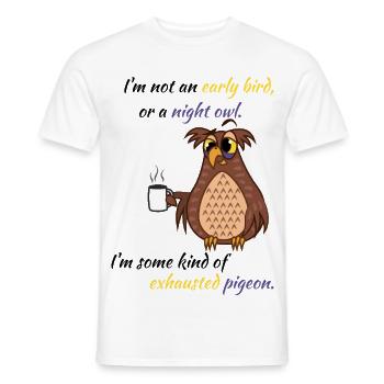 Erschöpfte Nachteule als Frühvogel-Nachtube - Männer T-Shirt - Weiß - Vorne - AI Model Male 178 dark (178cm)