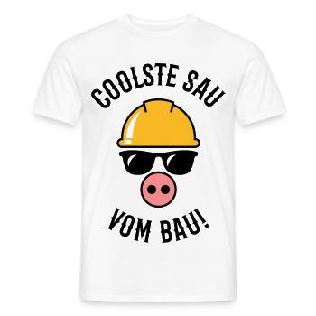 Coolste Sau Vom Bau! (Bauarbeiter / Handwerker) - Männer T-Shirt - Weiß - Vorne - AI Model Male 178 dark (178cm)