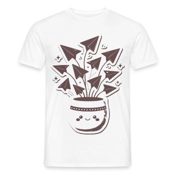 Papierflieger Blütenstrauß Topf - Männer T-Shirt - Weiß - Vorne - AI Model Male 178 dark (178cm)