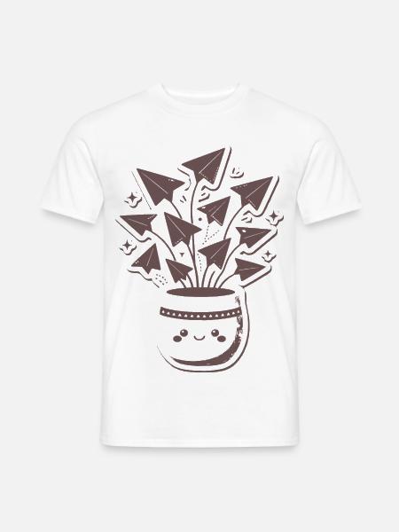 Papierflieger Blütenstrauß Topf - Männer T-Shirt - Weiß