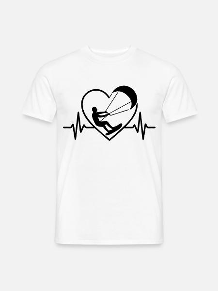 Kitesurf Kitesurfer Cœur Passion - T-shirt homme - blanc