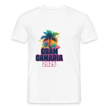 Gran Canaria 2025 Holiday Palm Trees - Men's T-Shirt - white - Front - AI Model Male 178 dark (178cm)