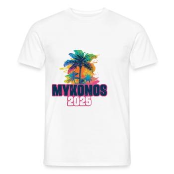Mykonos 2025 Urlaub Palmen - Männer T-Shirt - Weiß - Vorne - AI Model Male 178 dark (178cm)