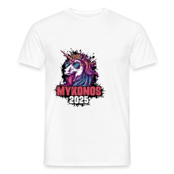 Mykonos 2025 Einhorn - Männer T-Shirt - Weiß - Vorne - AI Model Male 178 dark (178cm)