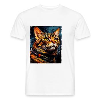 Cat Portrait Head - Men's T-Shirt - white - Front - AI Model Male 178 dark (178cm)