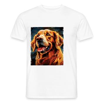 Portrait de chien Golden Retriever - T-shirt homme - blanc - Devant - AI Model Male 178 dark (178cm)