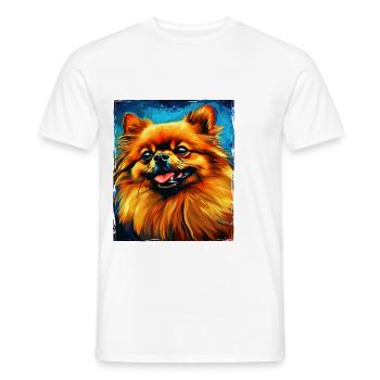 Portrait de chien de Poméranie - T-shirt homme - blanc - Devant - AI Model Male 178 dark (178cm)
