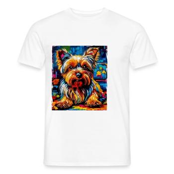 Yorkshire Terrier Hund Porträt - Männer T-Shirt - Weiß - Vorne - AI Model Male 178 dark (178cm)