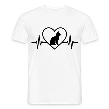 Cat Silhouette Heart - Men's T-Shirt - white - Front - AI Model Male 178 dark (178cm)