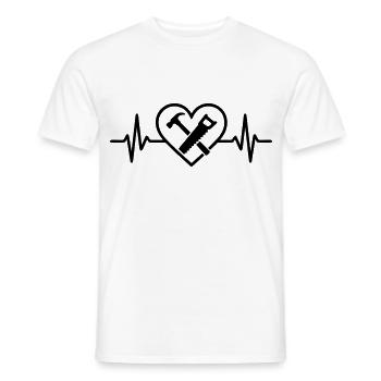 Scie à marteau de charpentier coeur - T-shirt homme - blanc - Devant - AI Model Male 178 dark (178cm)