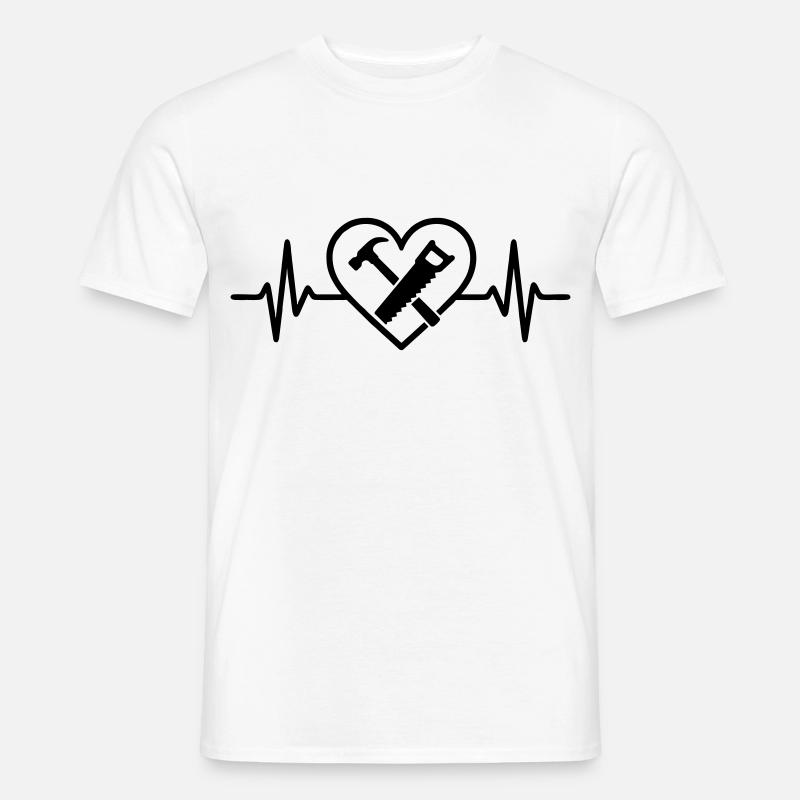Tischler Hammer Saege Herz - Männer T-Shirt - Weiß