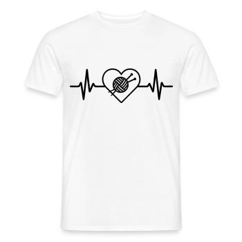Knitting Wool Balls Heart - Men's T-Shirt - white - Front - AI Model Male 178 dark (178cm)