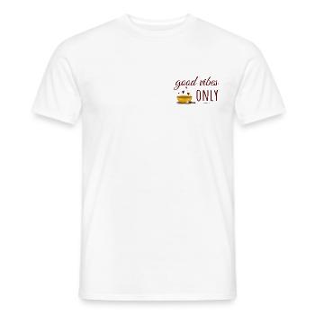 Coque sonore - Adage « Good Vibes only » - T-shirt homme - blanc - Devant - AI Model Male 178 dark (178cm)