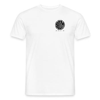 Unisex T-Shirt & Hoodie mit Brain-Lettering - Männer T-Shirt - Weiß - Vorne - AI Model Male 178 dark (178cm)