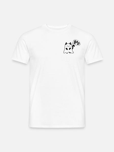 Halloween Katze Geist Boo - Männer T-Shirt - Weiß