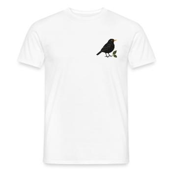 Amsel mit Blättern – Gartenvogel - Männer T-Shirt - Weiß - Vorne - AI Model Male 178 dark (178cm)