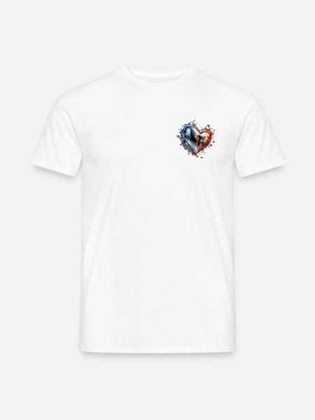 Dualfarben Metallherz mit Schlüssel - Männer T-Shirt - Weiß