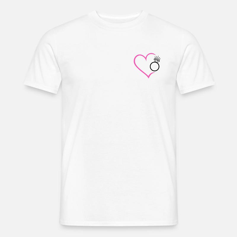 Herz mit Diamantring Ehering Ring Hochzeit Braut - Männer T-Shirt - Weiß