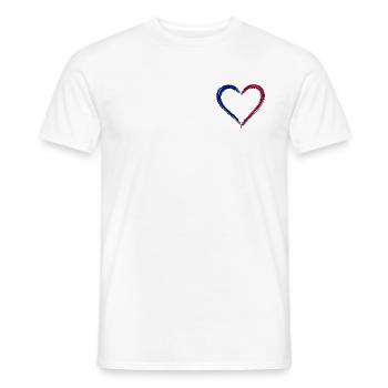 Heart is blau and scarlet - Men's T-Shirt - white - Front - AI Model Male 178 dark (178cm)