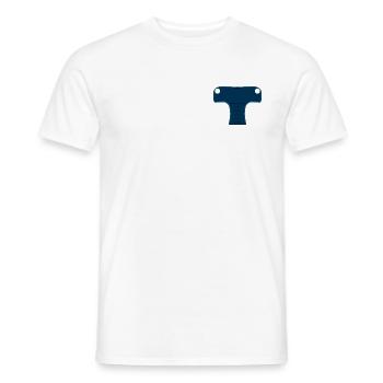 Tête de requin marteau stylisée bleu nuit - T-shirt homme - blanc - Devant - AI Model Male 178 dark (178cm)
