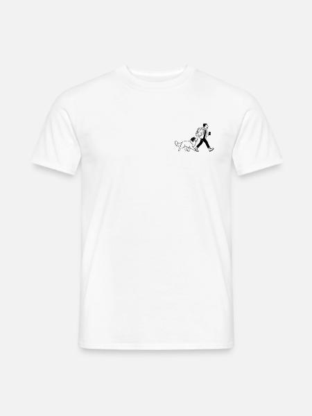 Wanderer mit Hund – Outdoor Design, Line Art - Männer T-Shirt - Weiß