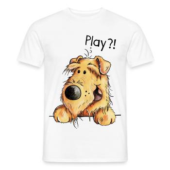 Drôle Airedale Terrier - Chien - Cadeau - T-shirt homme - blanc - Devant - AI Model Male 178 dark (178cm)