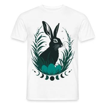 Ostara Bunny with Moon Phases Wicca Design - Men's T-Shirt - white - Front - AI Model Male 178 dark (178cm)