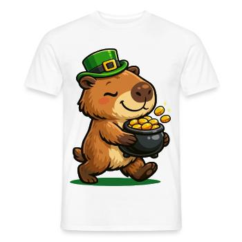 Sweet Lucky Capybara Gold Pot St. Patrick's Day - Men's T-Shirt - white - Front - AI Model Male 178 dark (178cm)