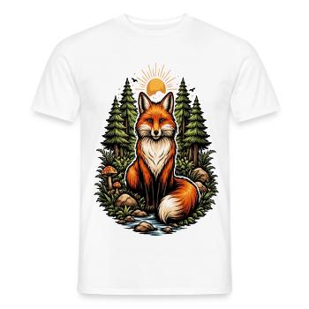 Renard dans la forêt au soleil levant - T-shirt homme - blanc - Devant - AI Model Male 178 dark (178cm)