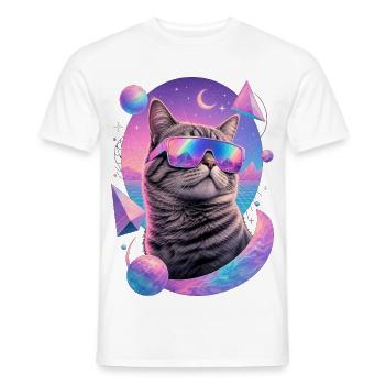 Cat Neon Astral Glasses - Men's T-Shirt - white - Front - AI Model Male 178 dark (178cm)
