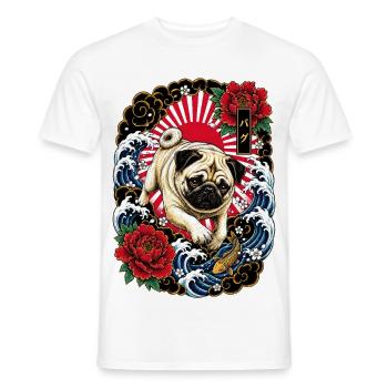 Mops im japanischen Irezumi Tattoo Stil - Männer T-Shirt - Weiß - Vorne - AI Model Male 178 dark (178cm)