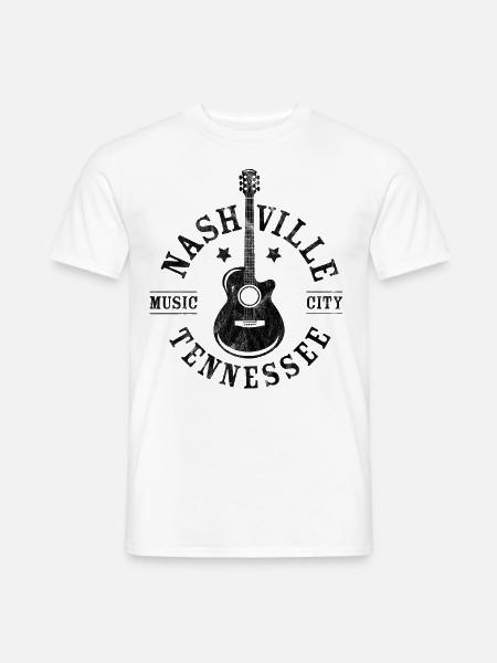 Nashville, Tennessee - Gitarre - Männer T-Shirt - Weiß