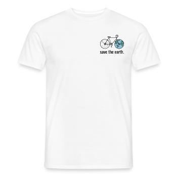 save the earth_Fahrrad_black_world color - Men's T-Shirt - white - Front - AI Model Male 178 dark (178cm)